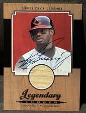 2001 Upper Deck Legends #SL-KG Game Used Bat Lumber Ken Griffey Jr Auto Reds HOF