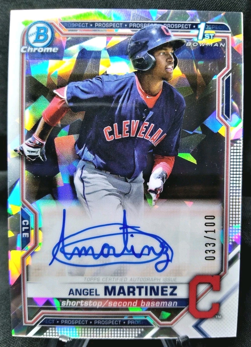 2021 Bowman-Chrome Prospects Autographs Angel Martinez Atomic Refractor /100 RC