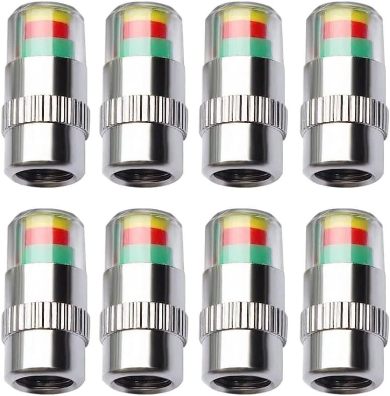 Gigicloud 8Pcs Car Tire Pressure Monitor Gauge Valve Stem Caps Sensor Indicator,