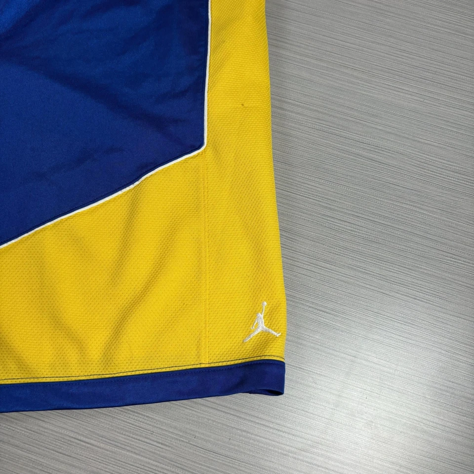 Pantalones Cortos Jordan Para Hombre XL Azul Amarillo Baloncesto Malla Atlética Jumpman De Colección Años 90 Y2K Foto 2 de 4