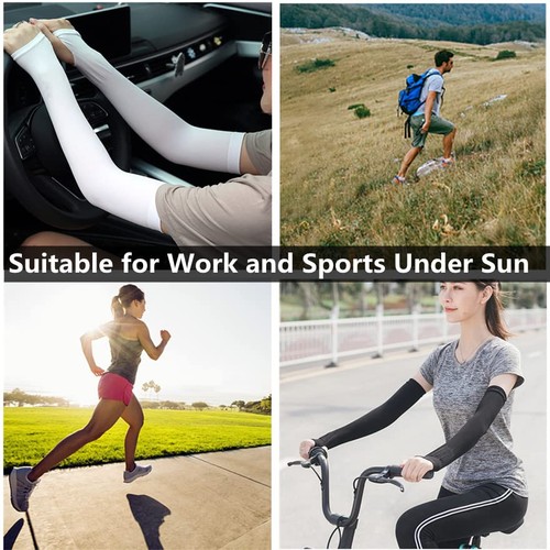 Sonnenschutz Armstulpen mit Daumenlöchern für Herren Damen, kühlweiß 2 Paar - Bild 3 von 7