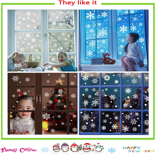 Snowflake Window Clings for Glass Windows Snow Spray, 321PCS Christmas Window Cl - Picture 4 of 15