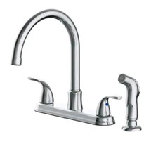 Seasons Raleigh Double-Handle High-Arc Kitchen Faucet With Side Sprayer, Chrome