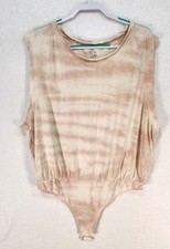 Free People Intimately Women's XL Round Raw Neck Bodysuit Tie Dye Gradient Tans
