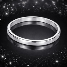 Platinum 950 D-Shape Wedding Band - Hallmarked, Size M