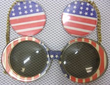VTG JE-DOL AMERICAN Sunglasses Mod 1970's Retro w/ Chain, Dangle Earrings Hippy