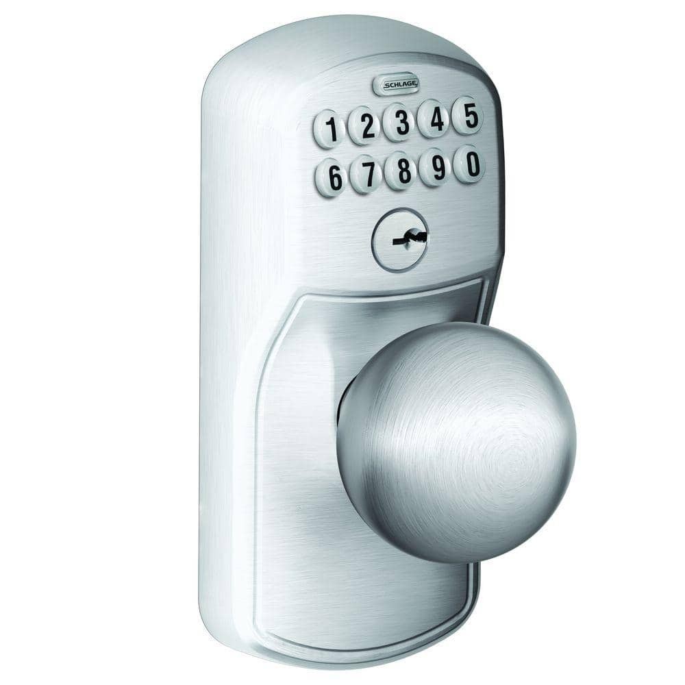 Plymouth Satin Chrome Keypad Door Lock with Orbit Knob and Flex Loc