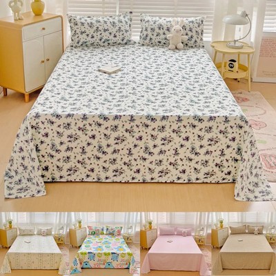 Flaches Bettlaken Karo Muster Polyester Einfarbig Doppelbett Queen King