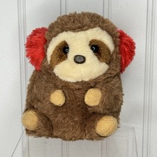 Aurora Rolly Pet Seth Sloth Monkey Plush Brown Soft Ear Muffs Winter Holiday 5