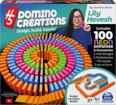 Spin Master Games, Lily Hevesh H5 Domino Creations 100-Piece Neon Dominoes Set,