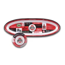 Ohio State 20 In. Assorted Colors Melamine Oval Chip and Dip Server (Set of 2)