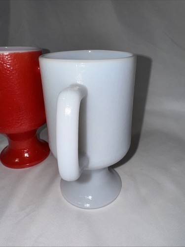Vintage Anchor Hocking Irish Coffee Mugs: Red(1), White(1) & Blue(1) Milk Glass - Picture 6 of 12