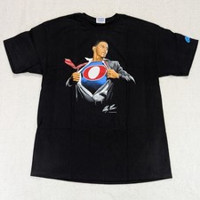 2008 Barack Obama Superman T-Shirt Men's Large Black Alex Ross Art Graffiti NEW