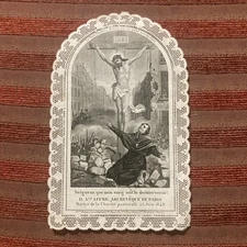 IMAGES PIEUSES debut 20 EME HOLY CARD  CANIVET DENTELLE INRI JESUS OUASSE LEBEL