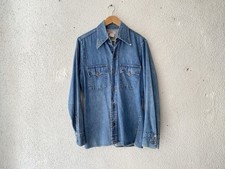1970s vtg LEVIS HEAVY DENIM WESTERN STYLE SHIRT S Jac Orange Tab USA Jean