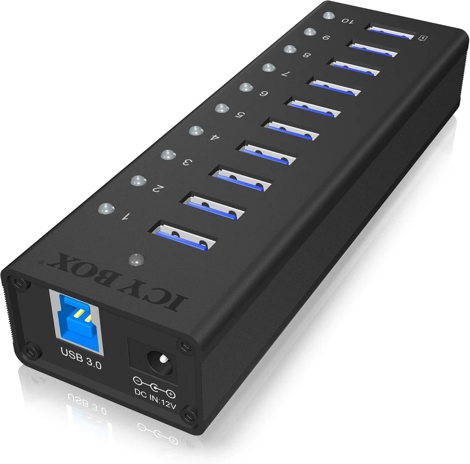 Icybox IB-AC6110 10 Port USB 3.0 Hub (UK IMPORT) - Image 2 of 4