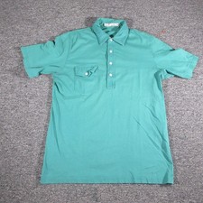 Criquet Polo Shirt Mens Medium Green Pima Cotton Golf Pocket Short Sleeve Casual