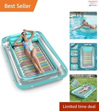 Mint Green Inflatable Tanning Float Pool Raft Large with Pillow and Cup Holders