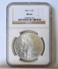 1881 S Morgan Silver $1 Dollar Coin NGC MS 62 Nice Luster