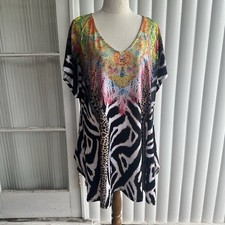 Taking Shape Blouse Women Plus S Animal Print Multicolour Embellished Stretch