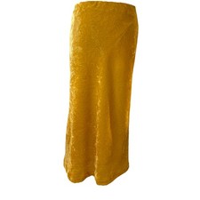 Maeve By Anthropologie Crushed Velvet Mustard Yellow A-Line Skirt Size Medium