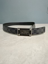 Louis Vuitton Authentic Damier Graphite Santur Belt Men Size 90/36 Color Black