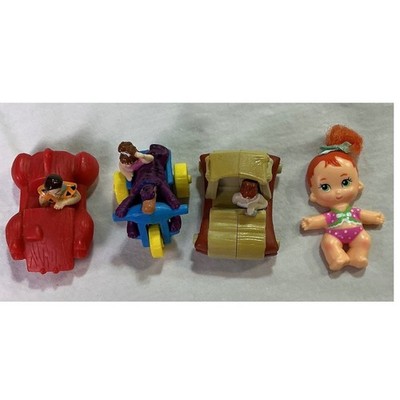 Vintage Flintstones Happy Meal Toy Lot 4 Pc Fred Wilma Pebbles Dino Baby Doll