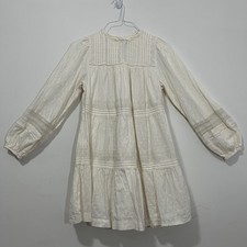 Old Navy Ivory Lace Pintuck Ruffle A-Line Dress Size S Long Sleeve Cottagecore