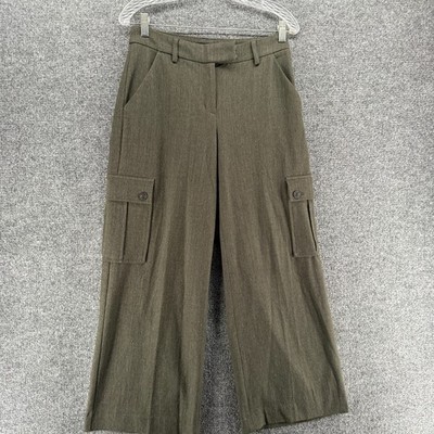 Express Pants Womens 2 Short Brown Editor Cargo Wide Leg Old Money Quiet Luxury