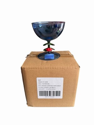 Anthropologie Clara Mistelzweig Glas gestielt blau Coupe mundgeblasen neu UVP £18