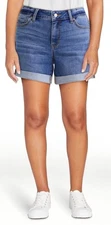 Womens Time & Tru Mid Rise Cuffed Blue Denim Shorts 4" inseam NEW Size 10