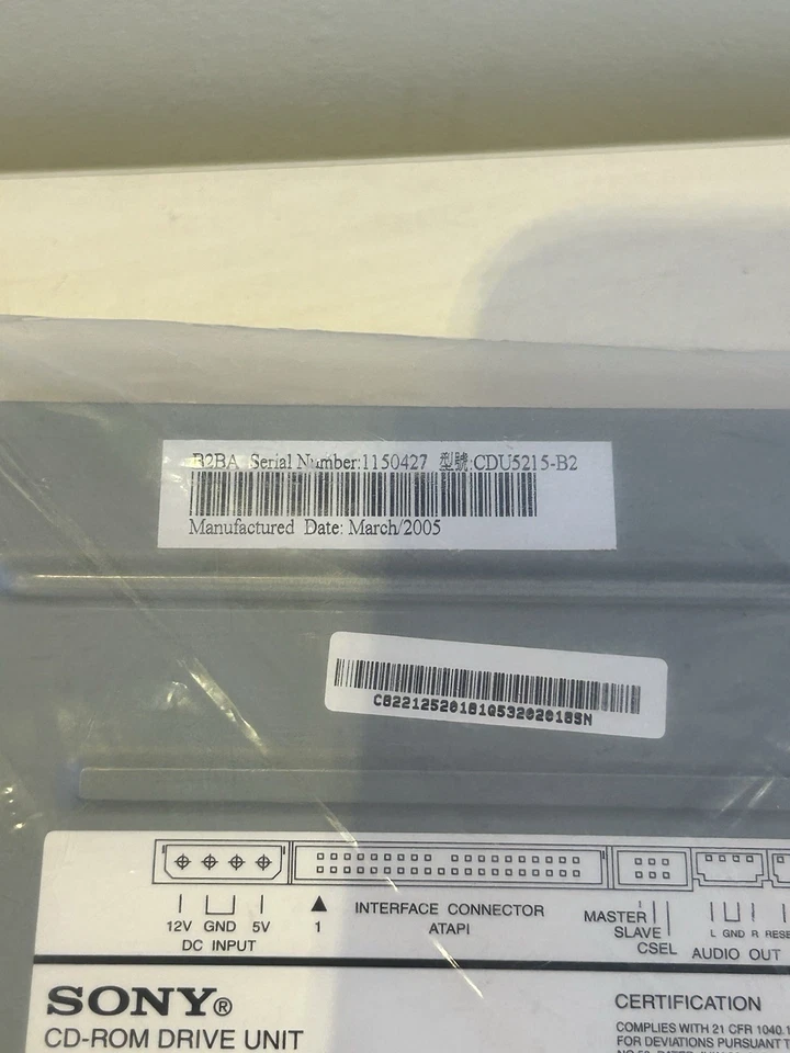 Sony CDU5215-B2 CD-ROM Drive Unit ATAPI 52x - New Unused - Image 4 of 4