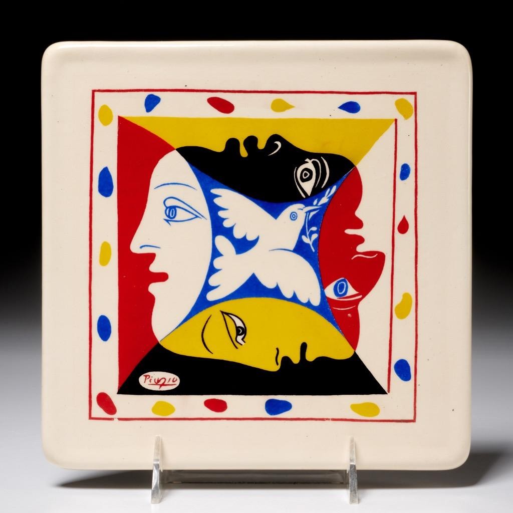 Pablo Picasso Blue Red Yellow Faces Dove World Youth Festival