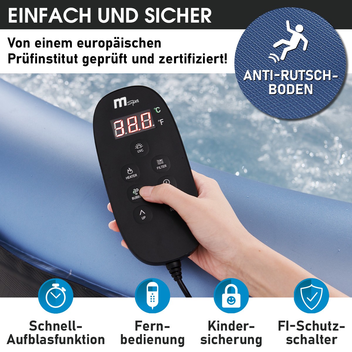 Whirlpool aufblasbar MSpa Tekapo Comfort 6 Personen In-Outdoor Pool 185x185cm