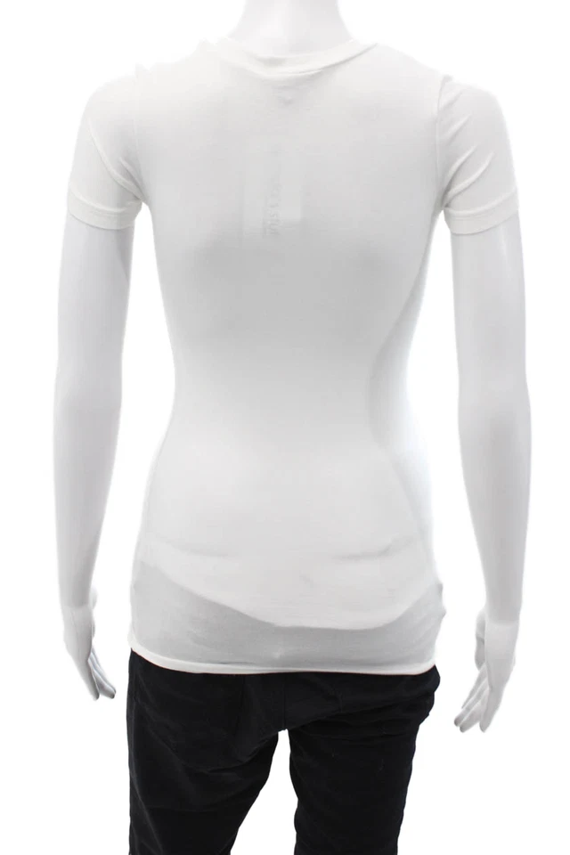 Theory Women Basic White T-Shirt Short Sleeve Crew Neck Size PP - Image 3 of 4