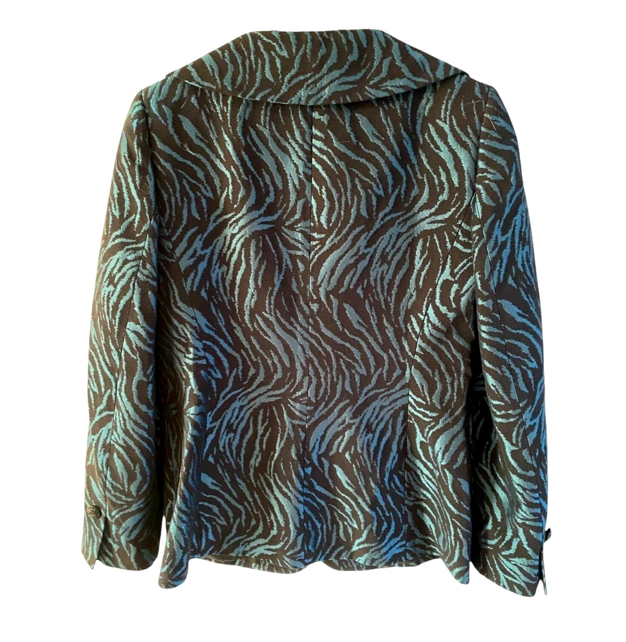 DANA BUCHMAN куртка портрет воротник черный бирюзовый TIGER полоски со стразами кнопки 8 - Изображение 3 из 4