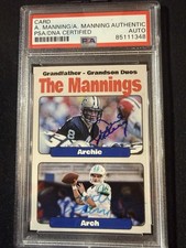 Arch & Archie Manning Dual Signed Custom Card PSA/DNA Auto Texas Longhorns