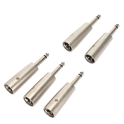 5x 3-Pin XLR Male To Mono 6.35mm 1/4 Male Plug Mic Mic Adapter Connect CB