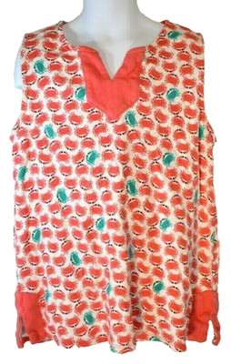 Girl's Crown & Ivy Pink and Green Crabby Sleeveless Shirt Size XL  NWOT