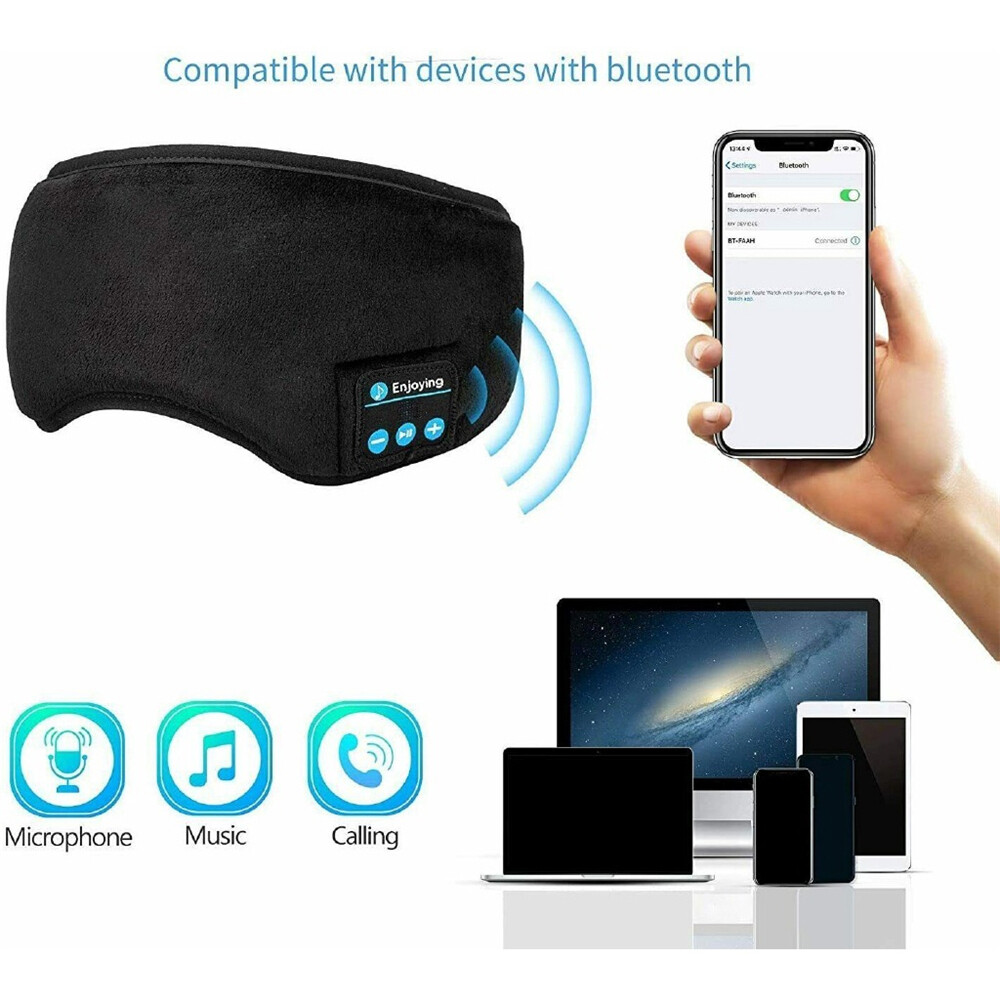 Eye Mask Headphones Wireless Bluetooth 5.0 Stereo Earphone Music Sleep Headset-image
