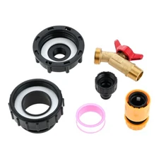 275-330 Gallon Water Tank Hose Adapter with 2.44" Fine Thread Hose Faucet Valve