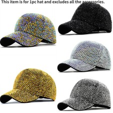 Lady Baseball Cap Sun Hat Rhinestone Bling Hip Hop Club Dance Outdoor Hiphop