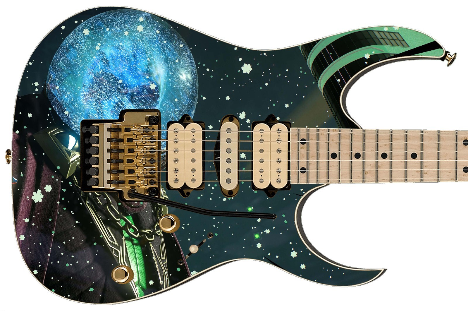 Guitar Skin Axe Wrap Re-skin Electric Bass Reface DIY Captain Mysterio 1699