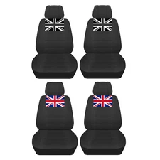 Fits 2005 to 2018 Mini Cooper - Charcoal Car Seat Covers with a Union Jack