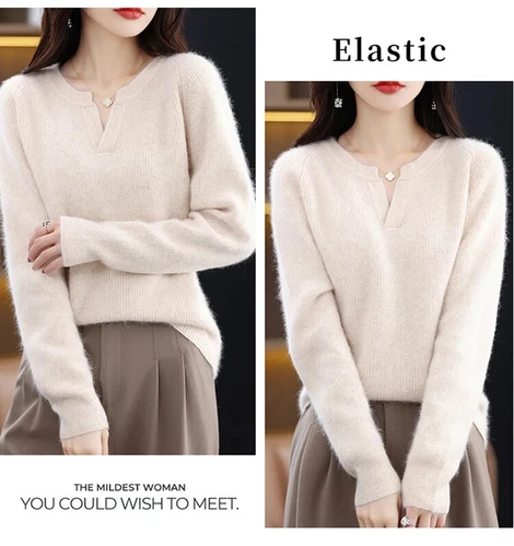 Suéter para mujer 100 % cachemir puro manga larga  - Imagen 20 de 30