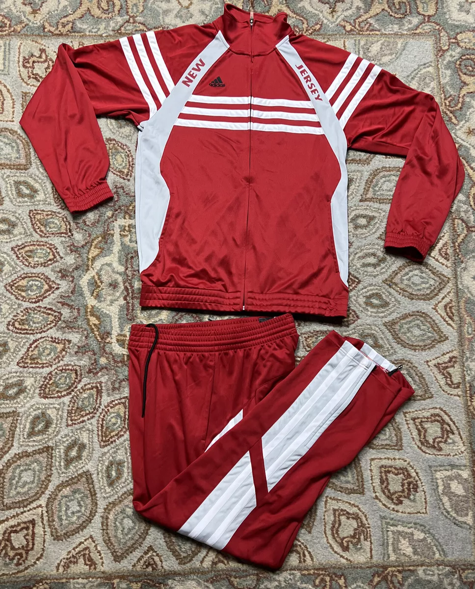 Red and sales white adidas jumpsuit