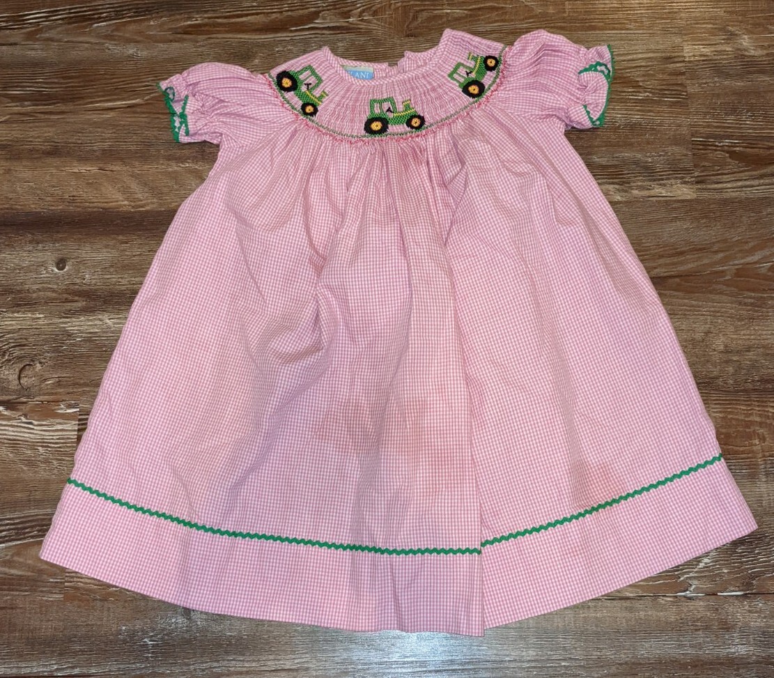 velani classics smocked dress Anavini Velani Girls Pink Gingham Smocked St. Patrick's Day Shamrocks Dress 4T