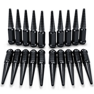 20pcs 12x1.25mm Extra Long Spike Lug Nut Black for 1984-1996