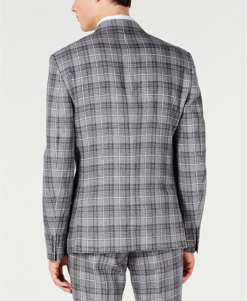 Bar III Hombre Calce Ajustado Lino Gris Traje Chaqueta Gris Talla 40R 🔥🔥 Foto 2 de 4