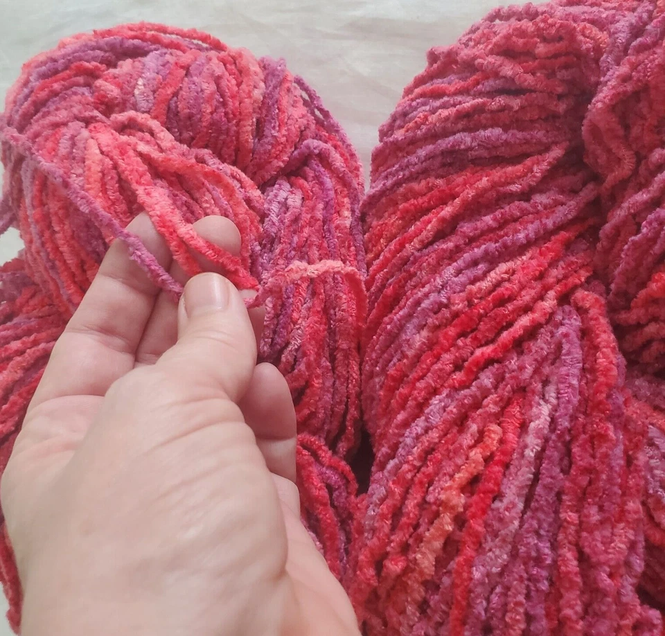 Lote de 2 fios de chenille volumosos de tricô Cherry Tree Hill 8 oz 275 jardas cada - Imagem 4 de 4